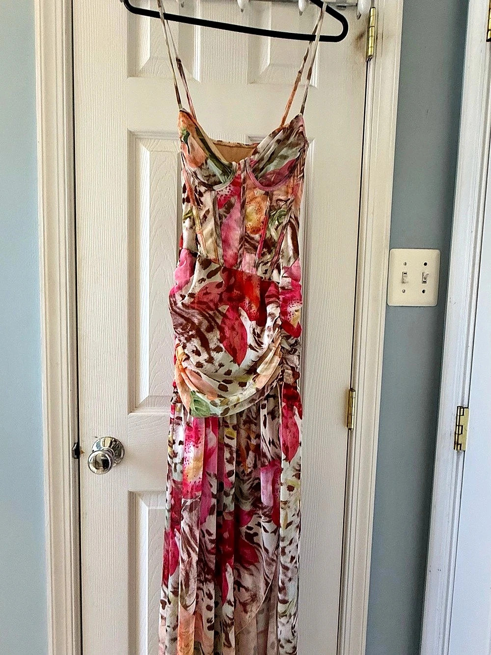 Opulessa Cesca Floral Ruched Corset Maxi Dress
